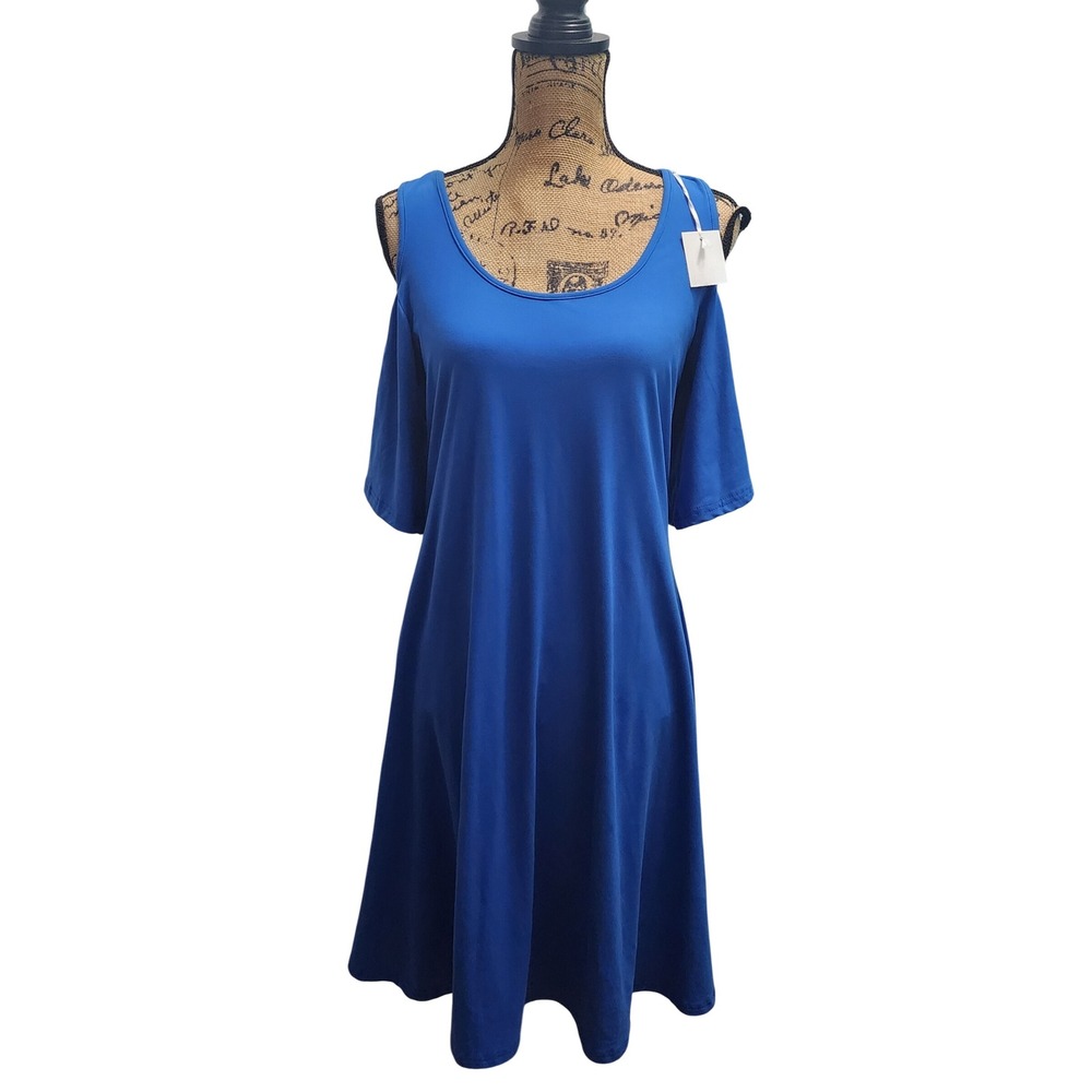 Heathmoor Womens Dress XXL/XXXL Blue‎ Cold Shoulder Short Sleeve Casual